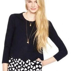 Kate Spade Ponte Scallop Hem 3/4 Sleeve Crew Neck